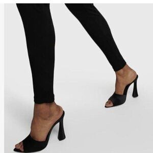 FOWT Women Pointed Peep Toe Mules Block High Heel Slippers Slip on Dance Shoes